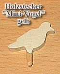 1 Holzstecker Mini-Vogel, weiß