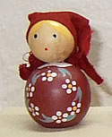 Matroschka Puppe mini mit 4 mm Holzdübel dunkel rot