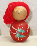 Matroschka Puppe Mann mini  rot mit 4 mm Holzdübel