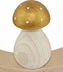 Holzpilz mit weißen Tupfen, H 6 cm, helles gold metallic, für Holzkränze