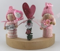 Muttertag - Mädchen mit Blume und Schild, rosé, H 10 cm