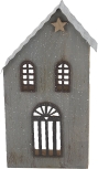 Dekoaufsteller Tilma, Weihnachtshaus mit Stern hellgrau,  H 20 cm
