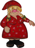 Weihnachtsfrau/Weihnachtswichtel mit Füßen, 10 cm, Stand- oder Kranzfigur
