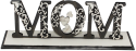 Schriftzug MOM (Mutter) aus Hoz mit dekorativen Ranken, Einsteckmöglichkeit für kleine Herzen, handbemalt