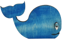 Holz Wal blau, H 10x6 cm cm, handbemalt, auf Wunsch auch für Holzkränze lieferbar