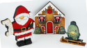 Holz Lebkuchenhaus mit Süßigkeiten, Weihnachtsbäumen, hellbraun, grün, rot, handbemalt, h 10 cm