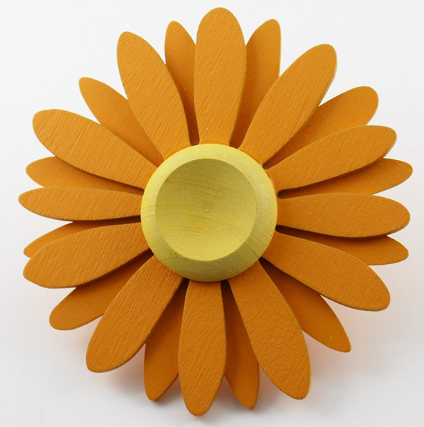 Holzstecker Gebera gelb/helles orange, für Papierrollenhalter, h 11 cm