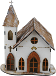 Skandinavisches  Weihnachtsdorf - Holz Kirche, h 22 cm, handbemalt, Beleuchtung möglich