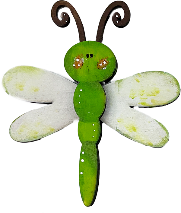 Holz Libelle hellgrün mit Glittereffekt, H 9 cm, für Holzkränze, handbemalt