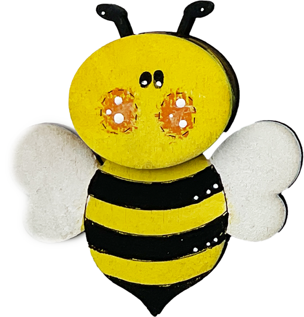Kleine Holz Biene, H 5,5 cm, gelb schwarz, für Holzkränze, handbemalt
