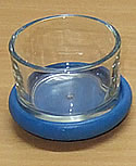 Teelichthalter blau mit Glaseinsatz f. Kränze