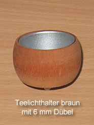 Nedholm tealight holder with wood plug, brown