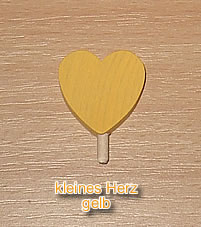 1 wood plug small heart, yellow