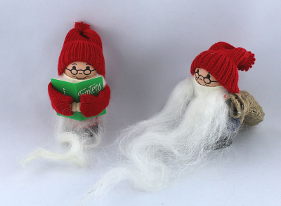 Schwedischer Santa mit langem Bart/Sack, 8 cm