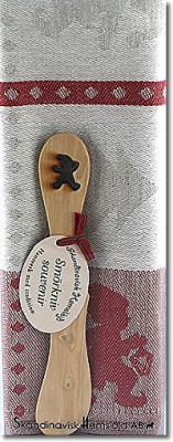 Present set Tomte/fir laser cut butterknife, Kitchen towel red