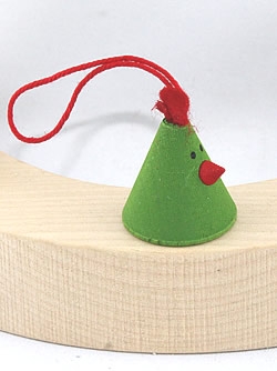 1 smal bird with tape, green, h 3 cm
