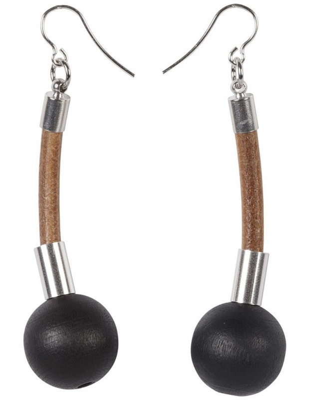 Aarikka Seita earrings black, h 5 cm