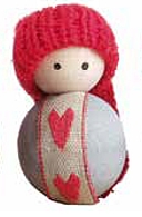 small gnome l. grey with jelly bag cap red, h 4,5 cm