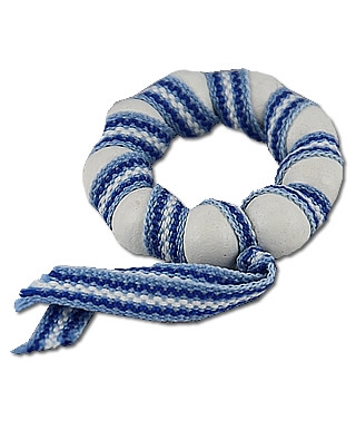 1 small Swedish napkin ring / candle ring, ø 3,5 cm, white/light blue