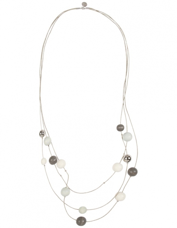 Aarikka Niitty necklace light color mixture blue grey(pastel tones),  l 85 cm