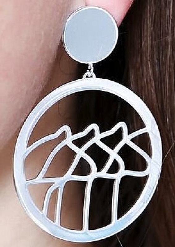 swedish earrings  big pendant Dalahorses silver, d 4 cm