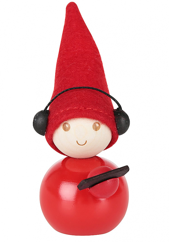 Aarikka Tonttu MUSA with headset, h 9 cm, red