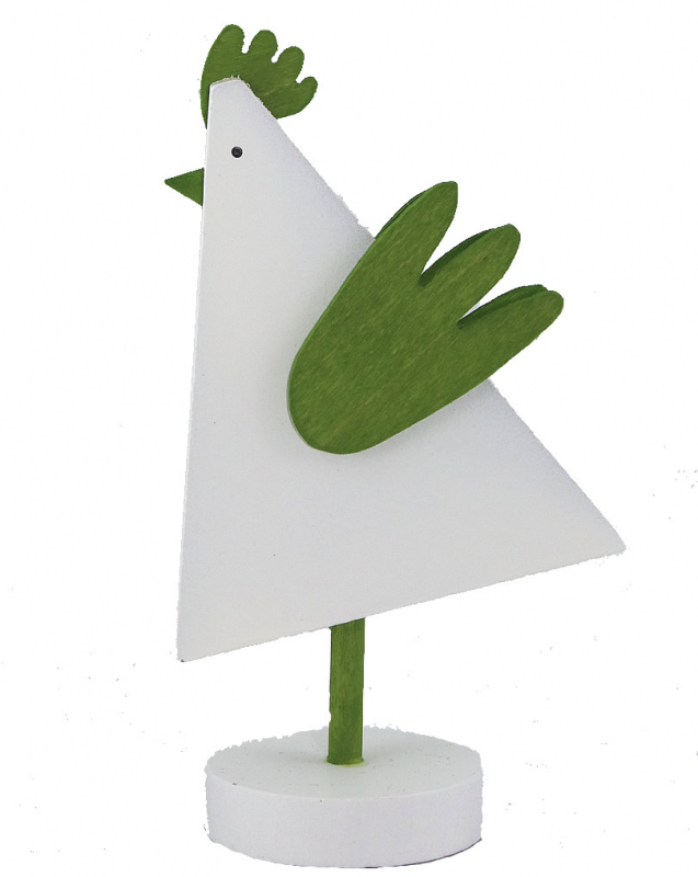 Sebastian stehender Dreiecks-Hahn weiß/hellgrün, H 15 cm