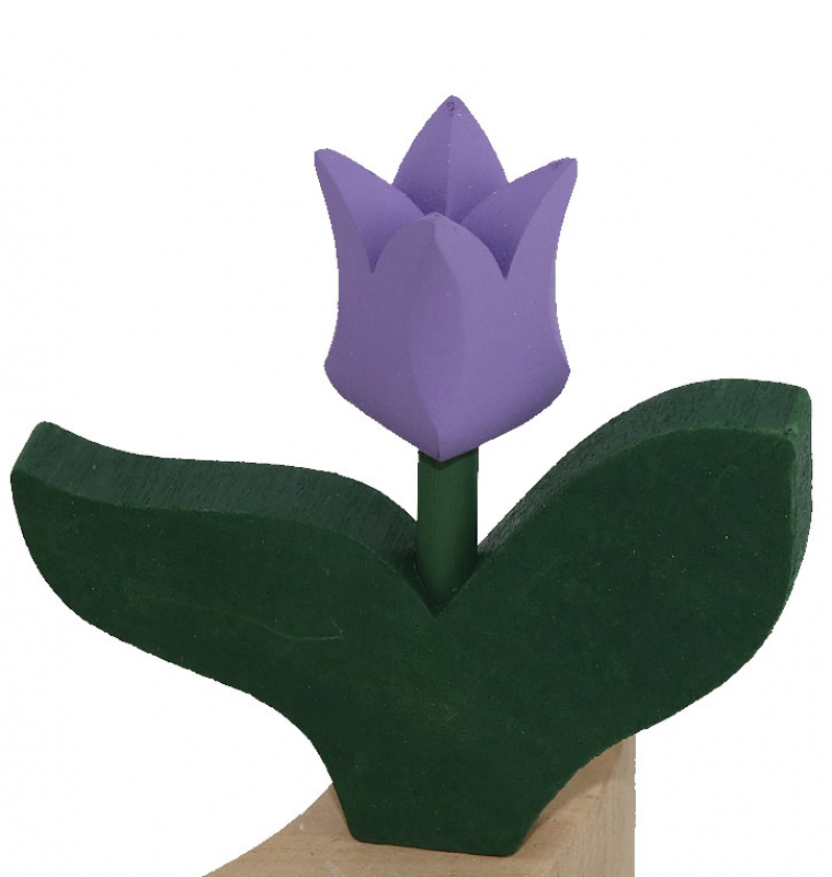 Sebastian design Tulpe mit 2 Blättern, lila, H 8 cm