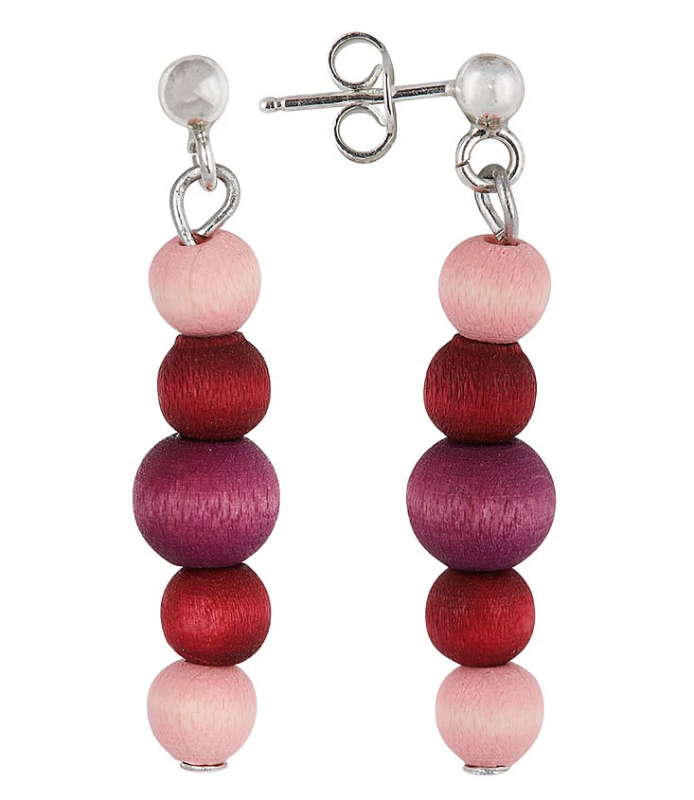 Aarikka Helinä earrings red purple, l 4 cm