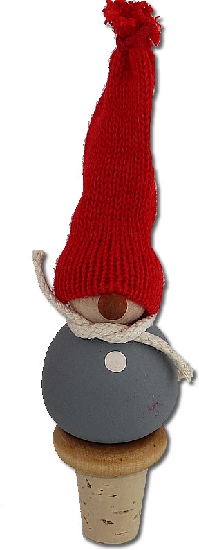 Cork Gnom with knitted cap, grey