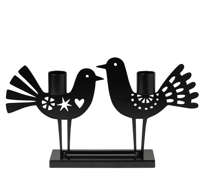 Bengt & Lotta großer Kerzenhalter TWO BIRDS (2 Vögel), schwarz