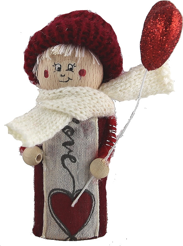 Valentinstag -Junge mit Herzluftballon und Herzband, H 10 cm
