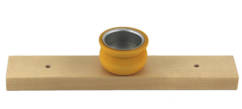 Sebastian design wooden slate natural with big  tealight holder yellow