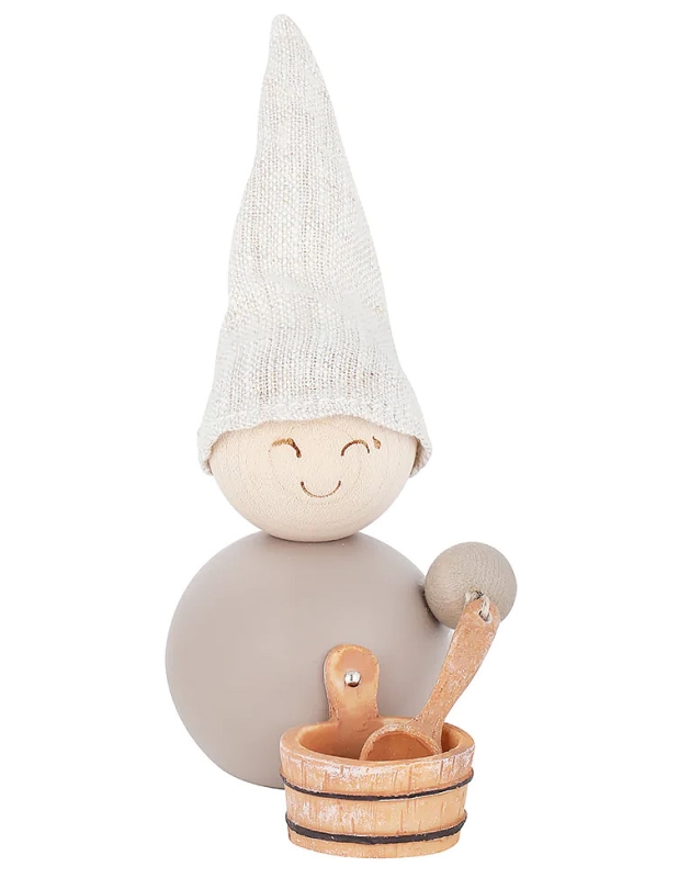 Aarikka Sauna Elf mit Aufgusskübel und -kelle, H 11 cm, beige-braun