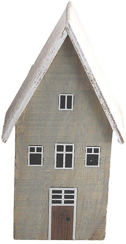 Dekoaufsteller Houses, Winter Holzhaus mit Dach hellgrau, H 19 cm