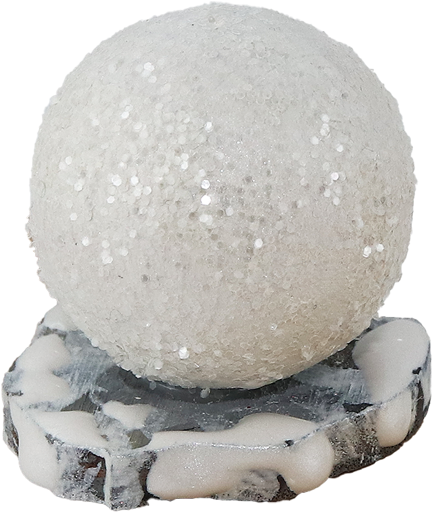 Eiswelt - Holz Eisscholle mit Schneekugel, glitzernd, h 3,5 cm, handbemalt, Kranzfigur