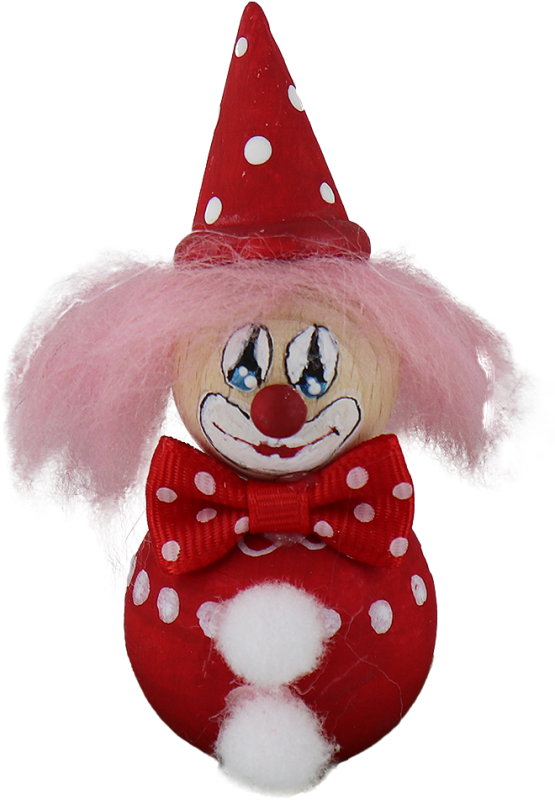 Kugel Clown mit roter Mütze, H 8 cm, handbemalt