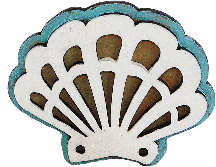 Wooden shell white/l.blue/dark blue, h 4.5 cm, for wooden wreaths (copy)