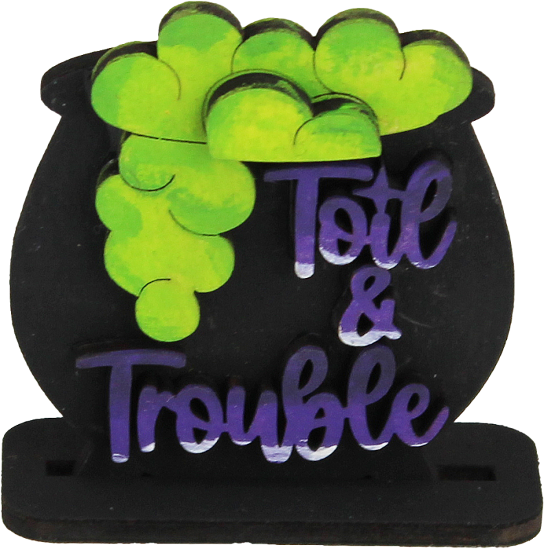 Halloween witchs cauldron / poison cauldron black, green, purple, hand-painted, h 5.5 cm