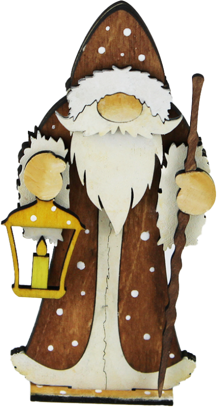 Santa Claus with lantern, brown, white, hand-painted, h 11,5 cm