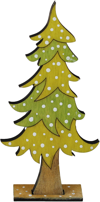 Holz Tanne mit Schneeflocken, hellgrün/grün, handbemalt, h 11,5 cm