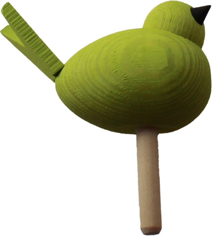 Wooden plug bird lime green for paper roll holder, h 6 cm