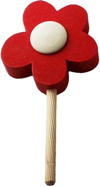 Holzstecker Blume rot/weiß mit Flaschenöffner, für Papierrollenhalter, h 8 cm
