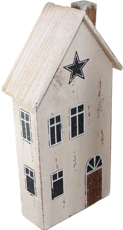 Decorative display Houses, Winter wooden house with roof, dark brown, h 25 cm (copy)