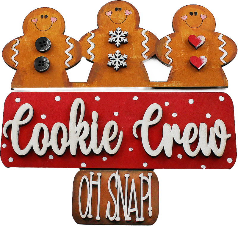 Weihnachts Set Addon für LKW, Holzbrett, Lebkuchenmänner Cookie Crew, handbemalt