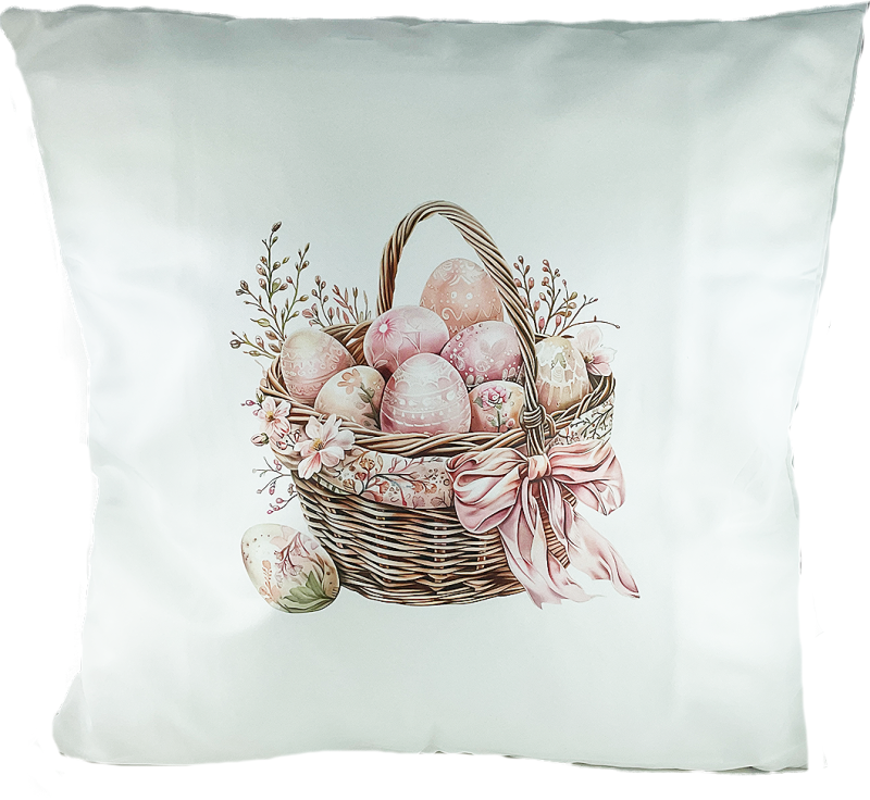 Kissenhülle Eierkorb, 40x40 cm, weiß, rosé, Seidenglanz