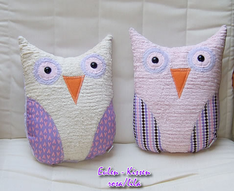 pillow middle Owl pink lila/white