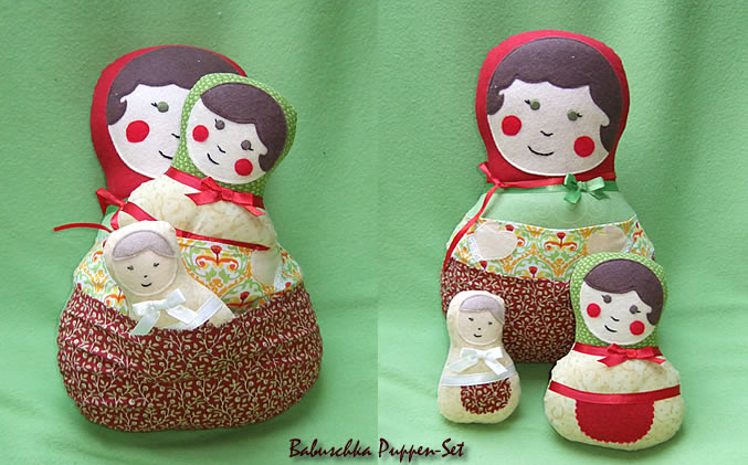 Matroschka Babuschka Puppen Set, rot/helles grün