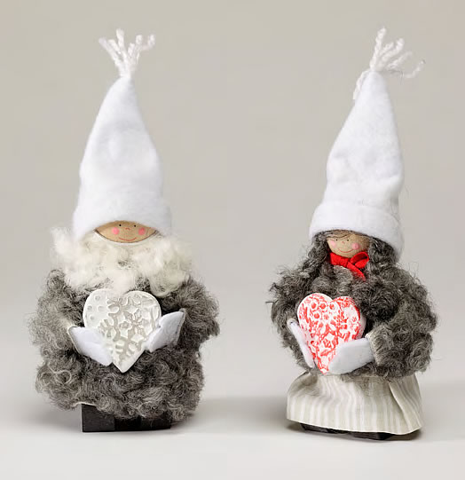Swedish Tomte with white heart, h 19 cm