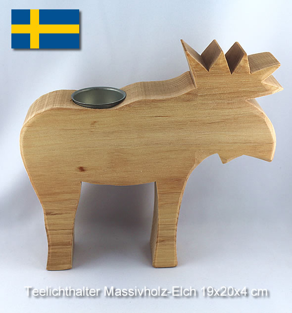 Schwedischer Teelichthalter Elch, H 19 cm